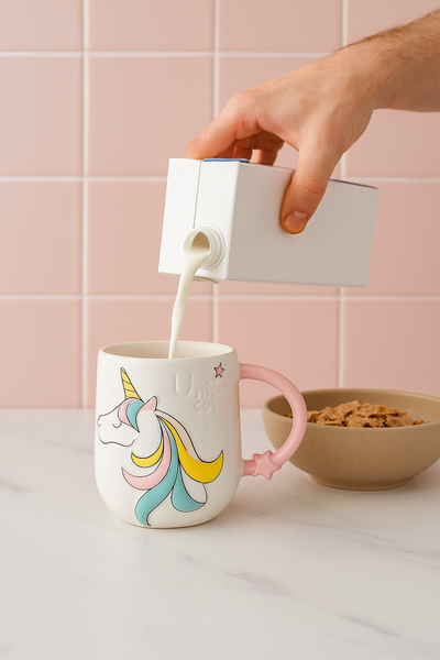 Taza Unicornio Pastel 🦄 | Taza Cerámica con Asa en Forma de Estrella