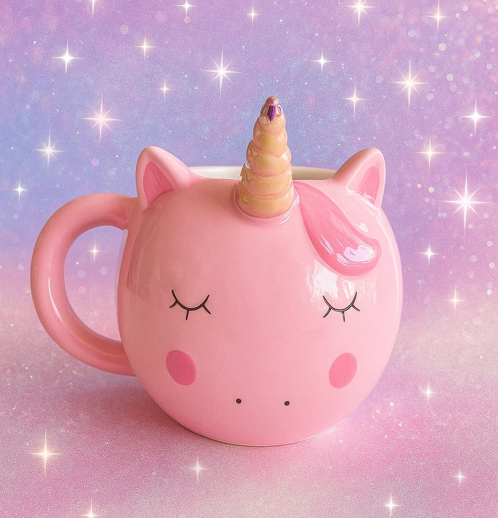 🦄 Taza Unicornio Rosa con Cuerno Dorado ✨
