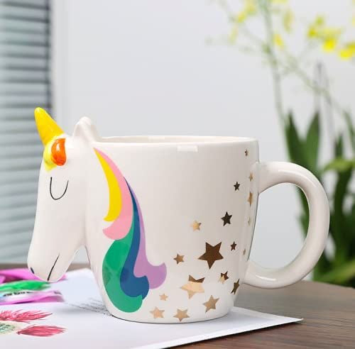 Taza Unicornio🦄 3D con Detalles Dorados – Edición Estrella Mágica