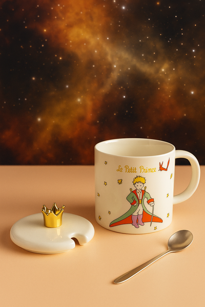 ✨ Taza Le Petit Prince – El principito Premium con Tapa de Corona Dorada ✨