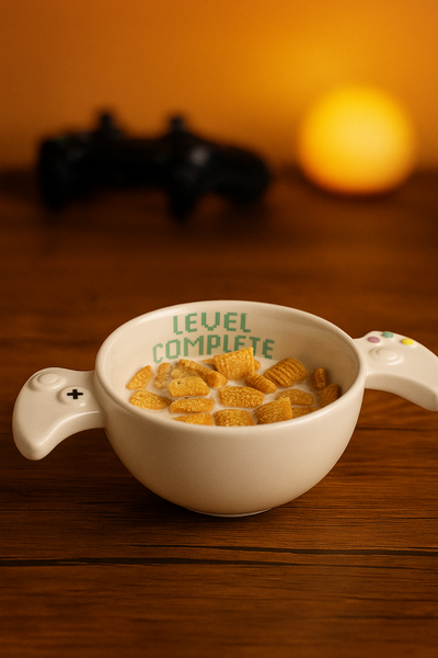 Bowl Gamer “Level Complete” 🕹️ | Tazón de Cereal con Diseño de Control