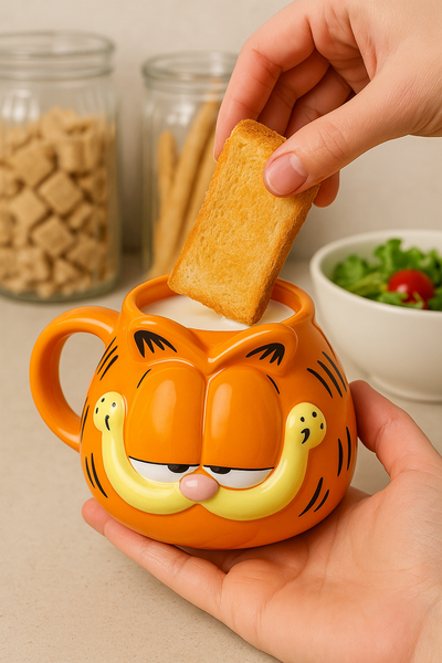 Taza Garfield “Mood de Lunes” – Cerámica Naranja Divertida