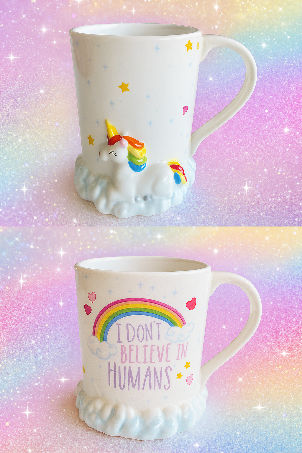 Taza Unicornio “I Don’t Believe in Humans” – Edición Mágica con Relieve 3D