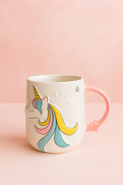 Taza Unicornio Pastel 🦄 | Taza Cerámica con Asa en Forma de Estrella