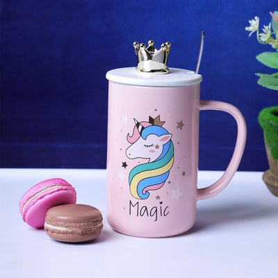 Tazas XL “Unicorn Magic” con Tapa de Corona Dorada