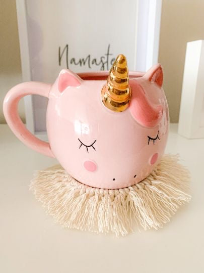 🦄 Taza Unicornio Rosa con Cuerno Dorado ✨