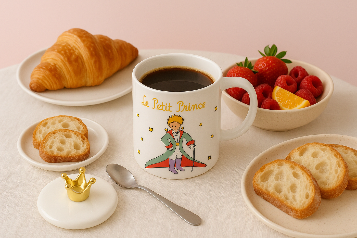 ✨ Taza Le Petit Prince – El principito Premium con Tapa de Corona Dorada ✨