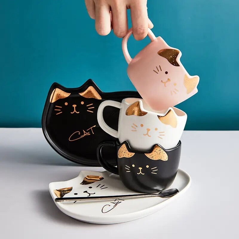 Set taza y plato Gatito