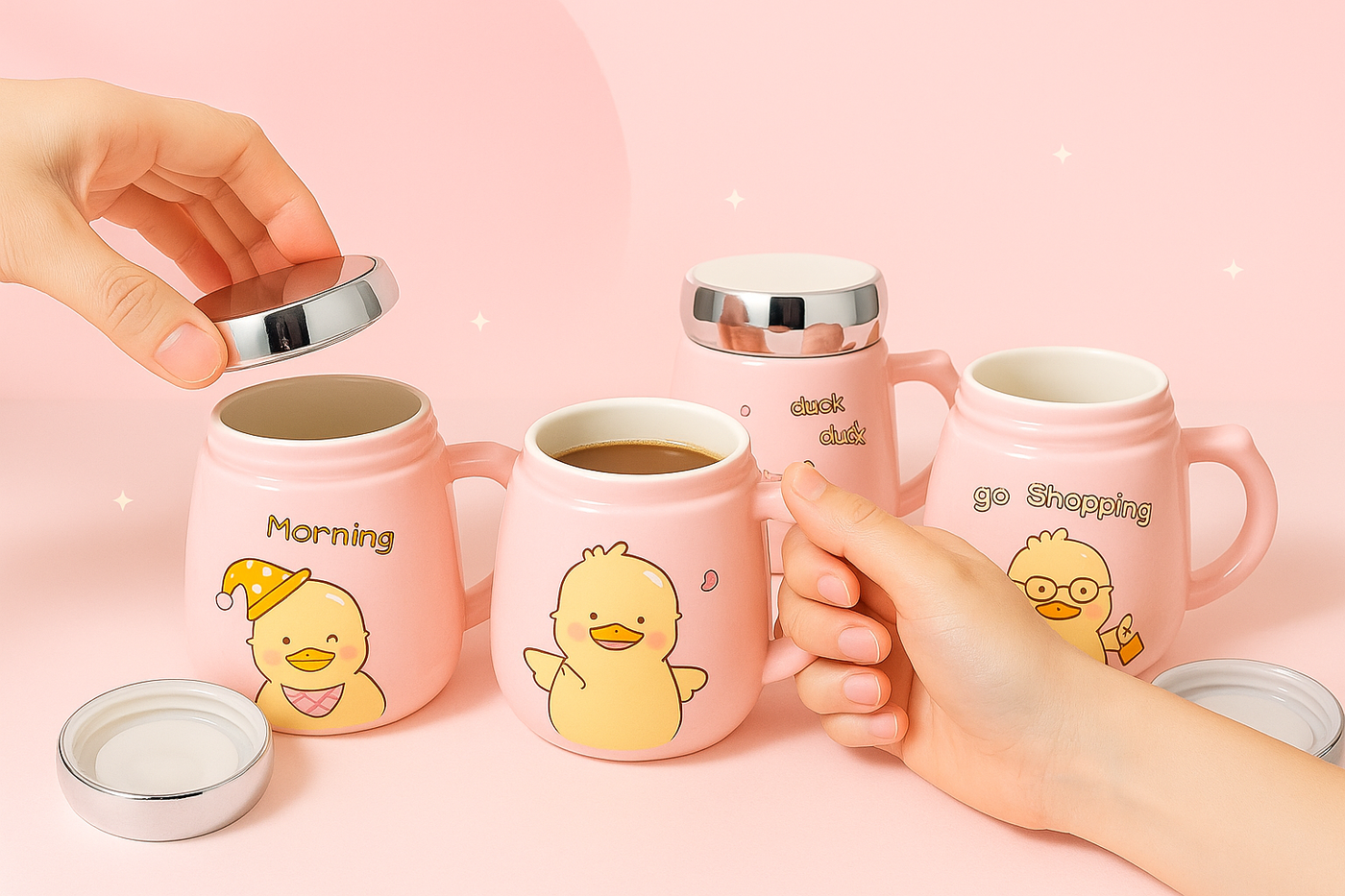 🐥 Taza Pato Rosa “Duck Mood” – Colección Cute Edition