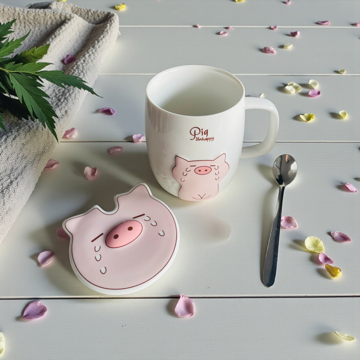 Taza 3D Cerdito Cute con Tapa y Cucharita