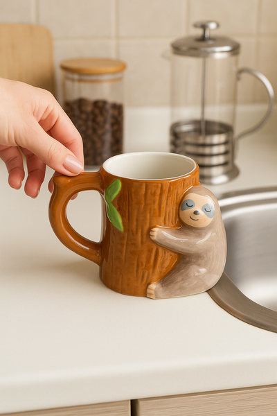 Taza Perezoso 🦥 | Taza Cerámica con Diseño 3D Relajante y Adorable