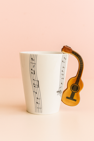 Taza Guitarra Musical 🎶 | Taza Cerámica con Asa en Forma de Guitarra