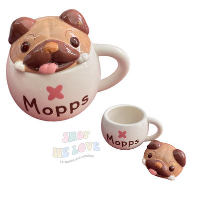 Taza perrito pug y cerdito 3D 450ml