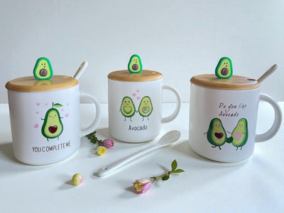 Tazas “Avocado Love” con tapa y cucharita