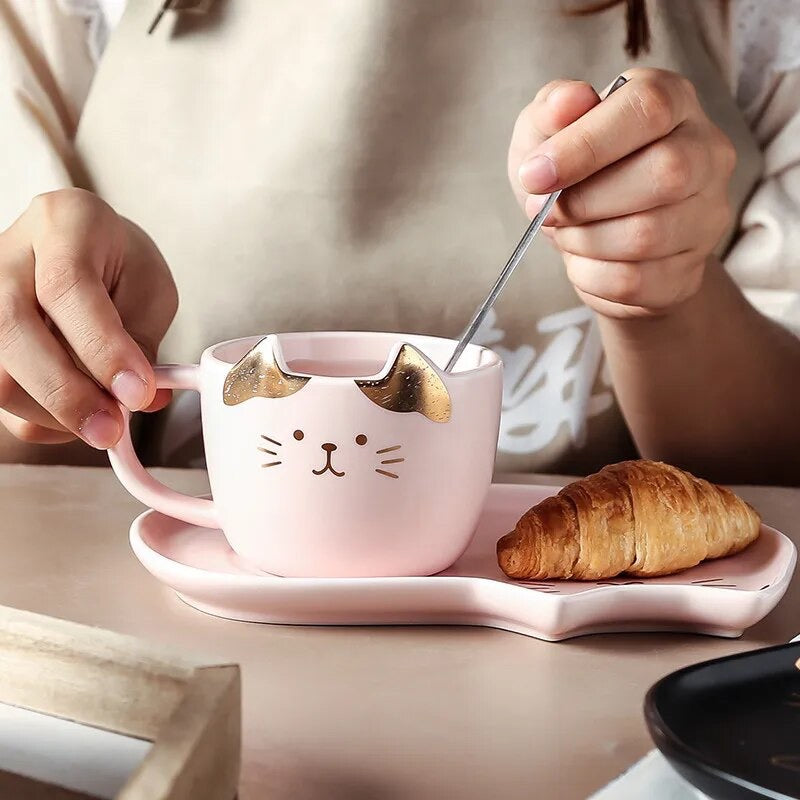 Set taza y plato Gatito