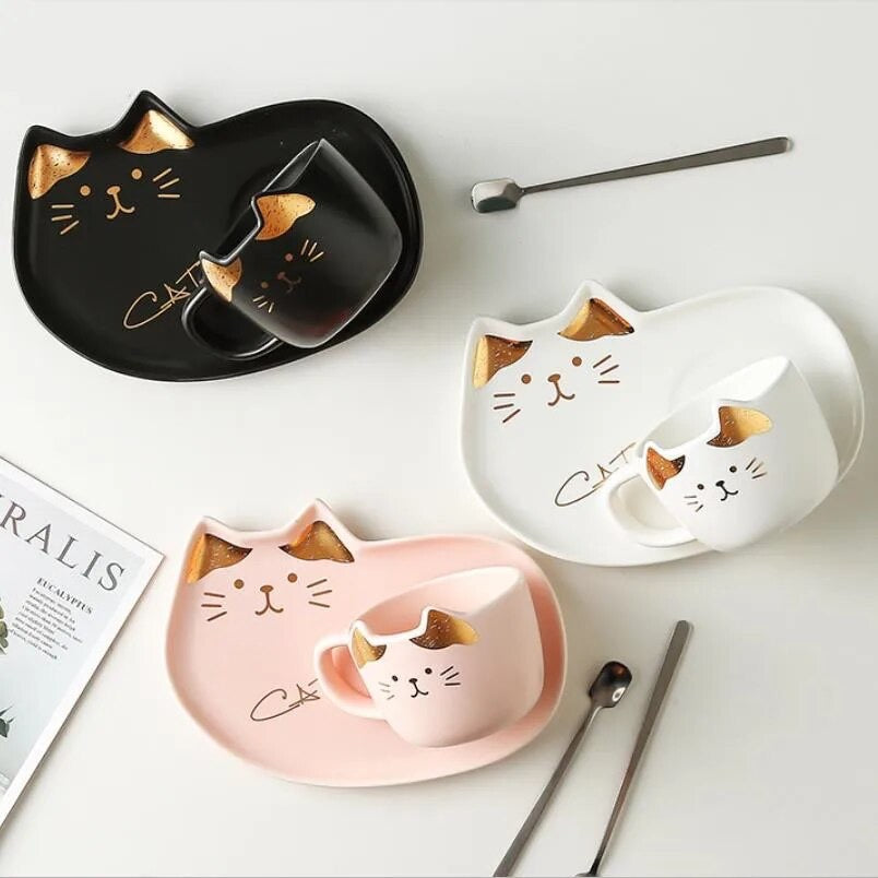 Set taza y plato Gatito