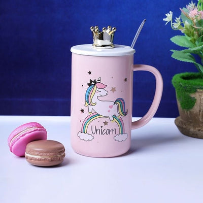 Tazas XL “Unicorn Magic” con Tapa de Corona Dorada