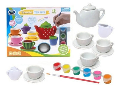 Set tetera y tazas para pintar