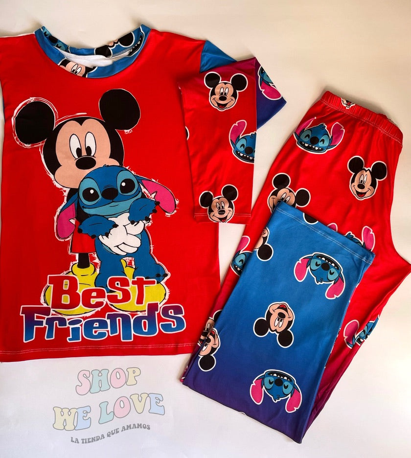 Pijama Best Friends Mickey y Stitch