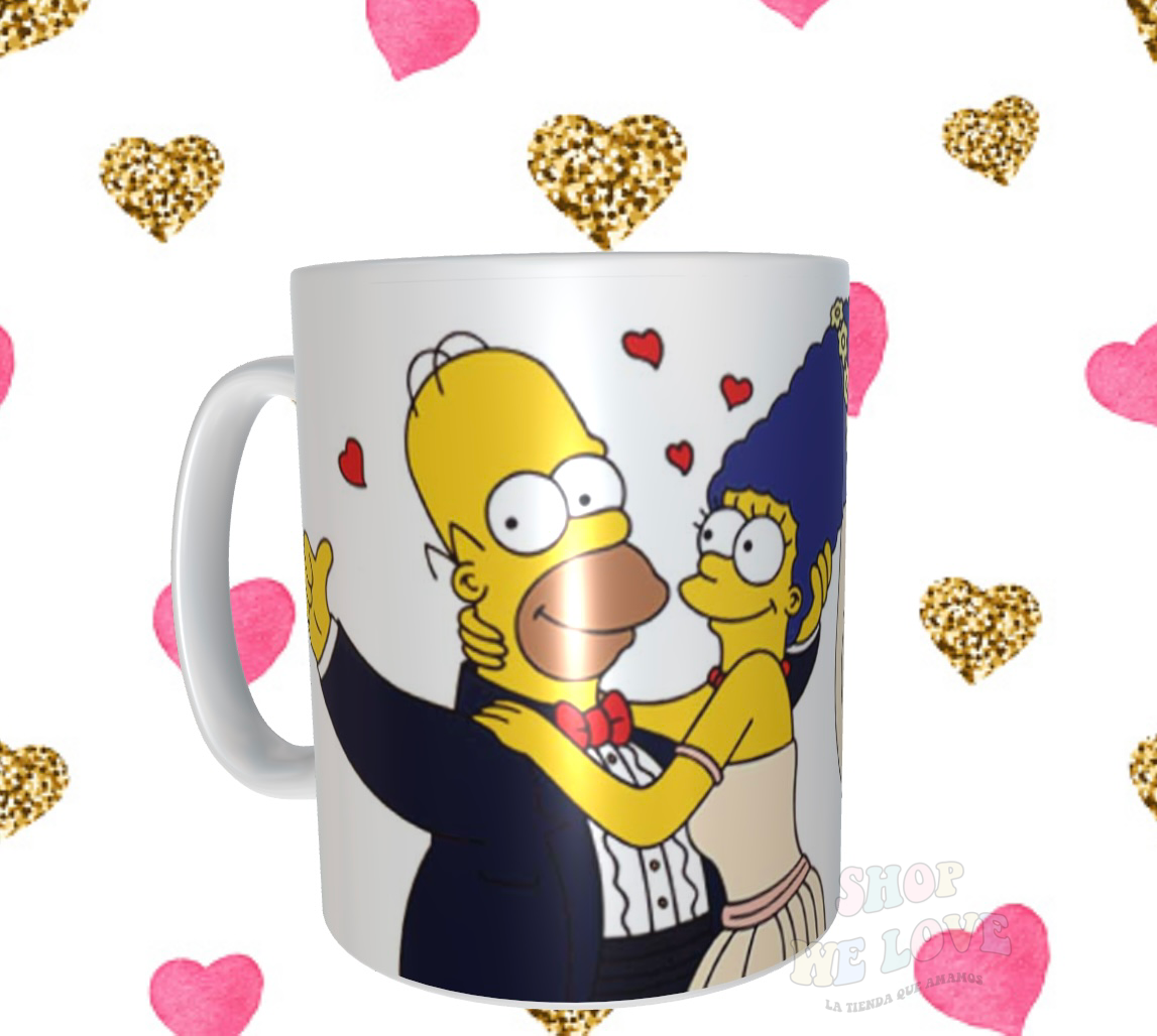 Taza Homero y Marge casados