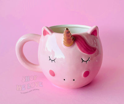 🦄 Taza Unicornio Rosa con Cuerno Dorado ✨