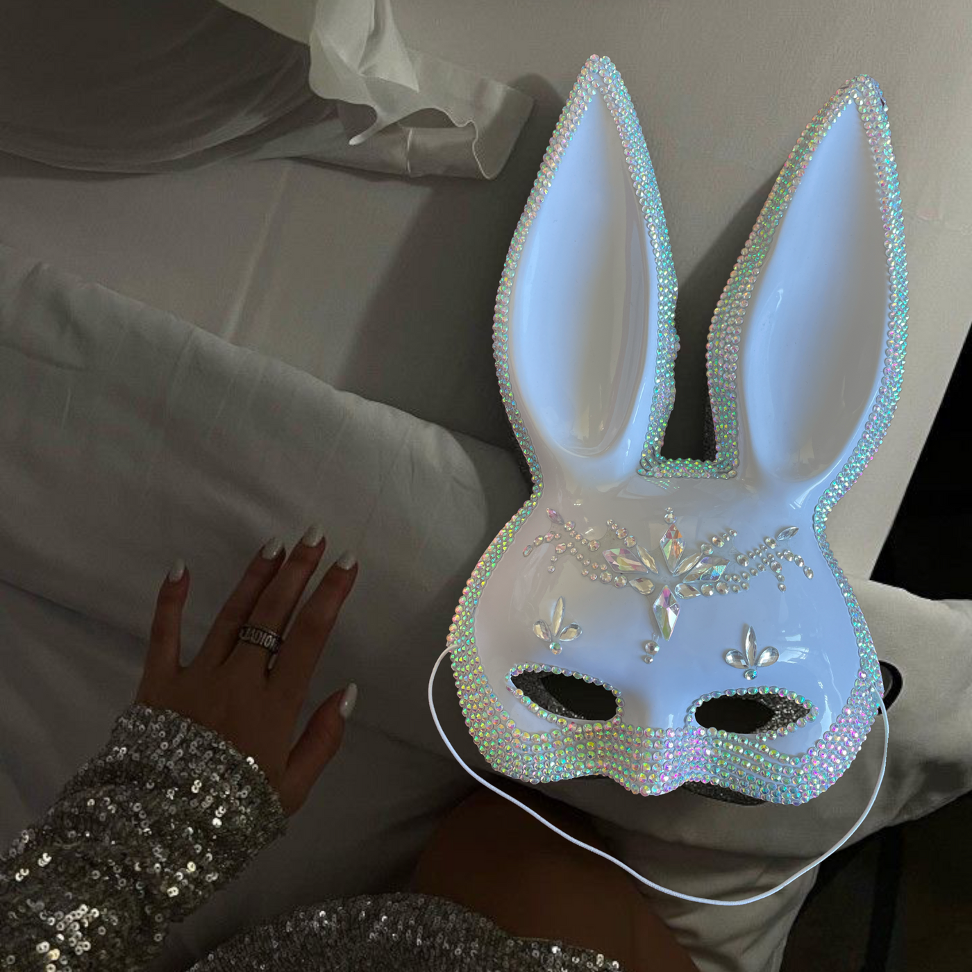 Máscara bunny brillos glitter
